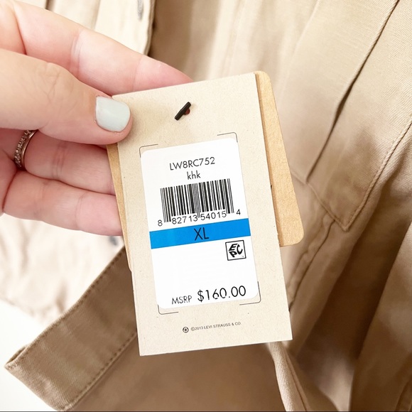 Levi's Hooded Crop Preppy Field Utility Cotton Jacket Khaki XL NWT - Picture 8 of 13